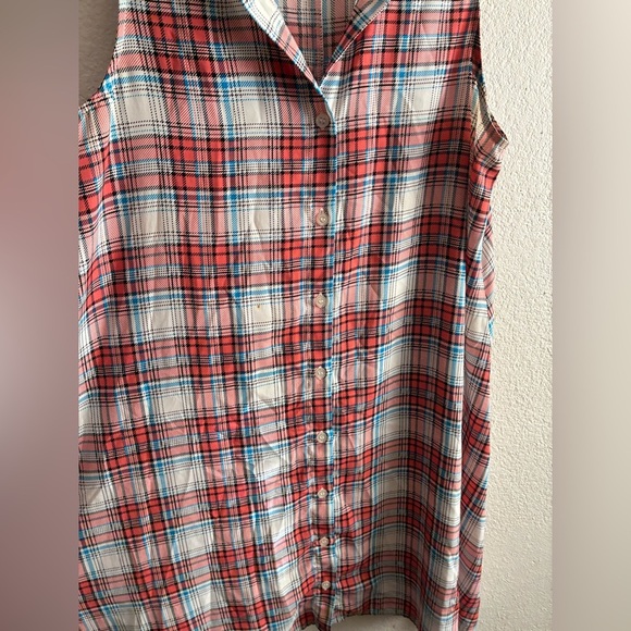 BaileyBlue Multicolor Shirt Dress Button Up Plaid Sleeveless M - Picture 6 of 11